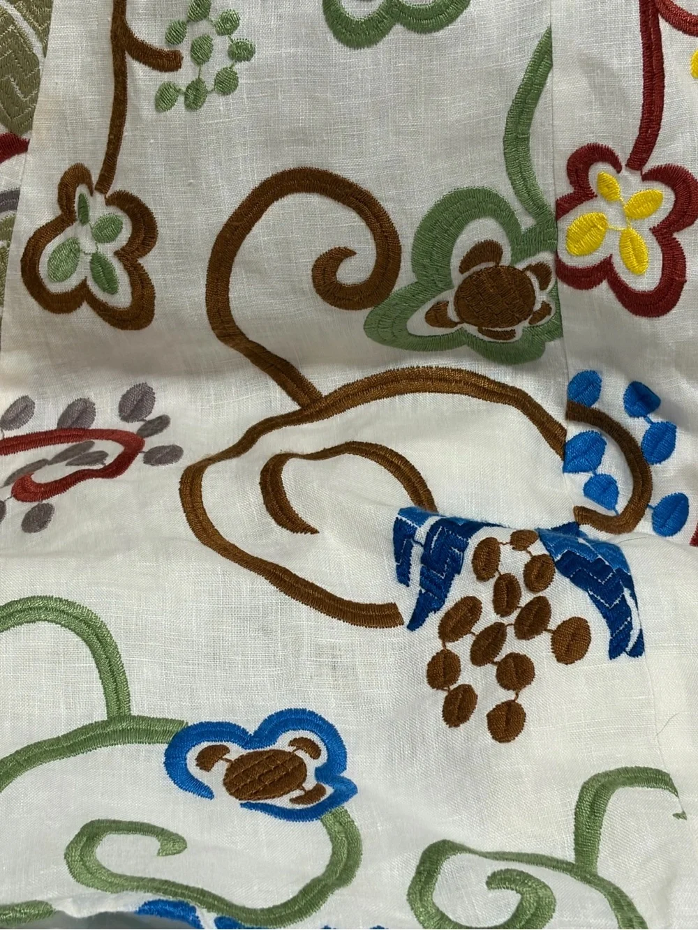 Never A Wallflower Ivory Linen Maxi,Multicolored Textured Embroidery, Resort_12